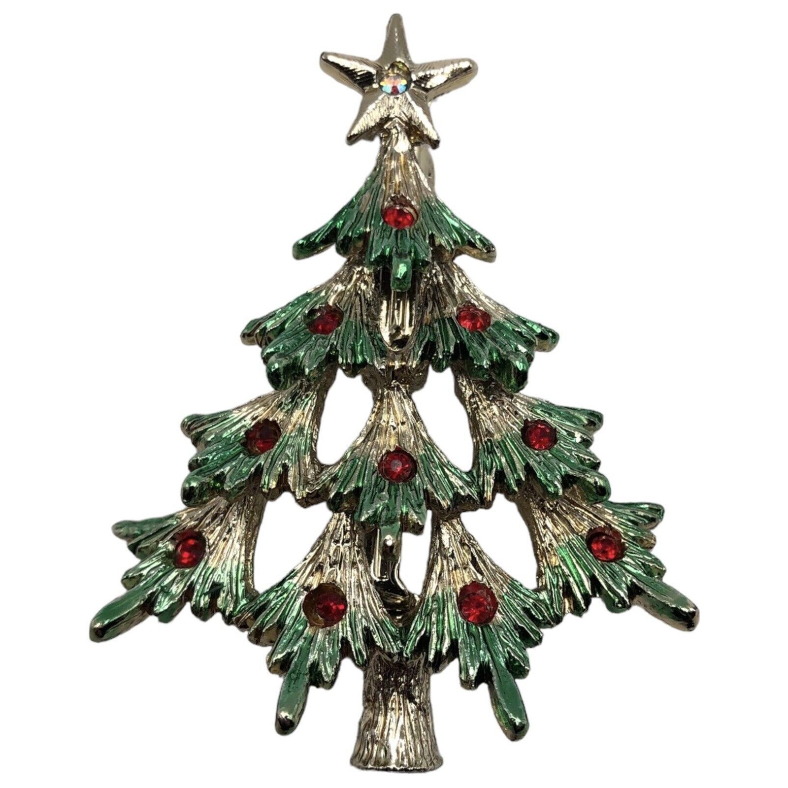 Vintage Tancer Ii Christmas Tree Brooch Multicolor Rhinestone Pin Signed Rare